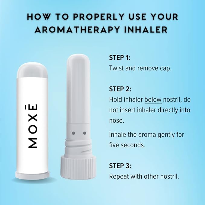 MOXĒ Eucalyptus Essential Oil Nasal Inhaler, Sinus & Congestion Relief, Daily Relaxation, Stress Relief, Therapeutic No-Mess Aromatherapy, Pure and Natural, Made in USA (3 Pack) packaging may vary