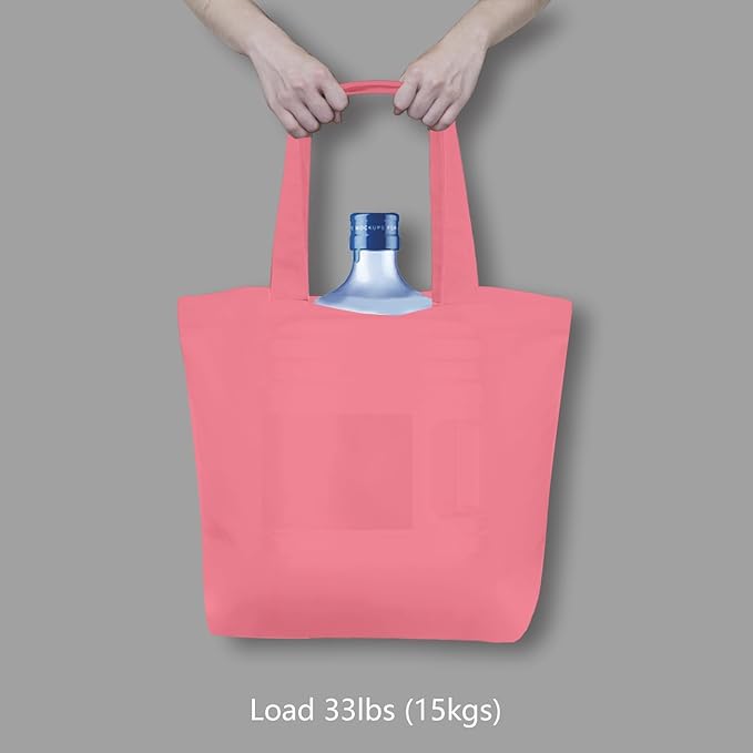 TOPDesign 1-Pack Super Strong Large 12oz Cotton Canvas Tote Bag, Reusable Grocery Shopping Cloth Bag, Fashionable Two-Tone Tote for Crafts, DIY Your Creative Designs