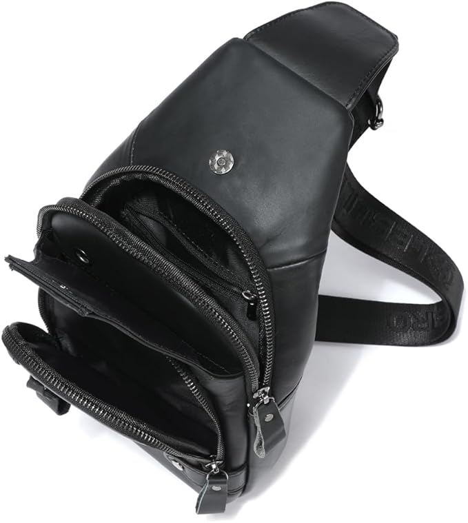 Sling Bag for Men Genuine Leather Chest Bag Crossbody Backpack Travel Hiking Outdoor Sports