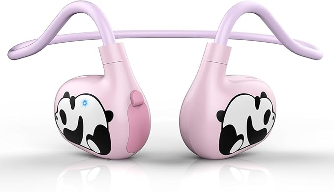 BANIGIPA Kids Headphones, Open Ear Headphones w/Cute Panda, Wireless Bluetooth 5.4 Headset w/Mic for Home School Traveling, 13g Ultra-Light Comfort, Protection Hearing, IPX4 Waterproof, 10H Playtime