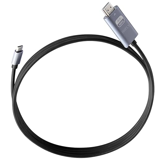 USB C to HDMI Cable 6.6FT, 4K@60Hz USB 3.1 Type C to HDMI Adapter Cord, Thunderbolt 3/4 Compatible for MacBook Pro/Air, iPad Pro, Galaxy S24/S23, Dell XPS, Chromebook, Surface and More