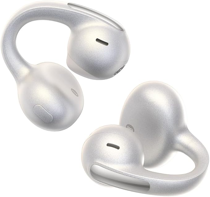 Baseus Bowie MC1 Pro Open Ear Clip-On Headphones, Hi-Res LDAC & HiFi4 Acoustic Sound, 5g Ultra-Lightweight Comfort, SuperBass 2.0, DNN 4-Mic AI Clear Calls, IP67 Waterproof, Bluetooth 6.0 (White)