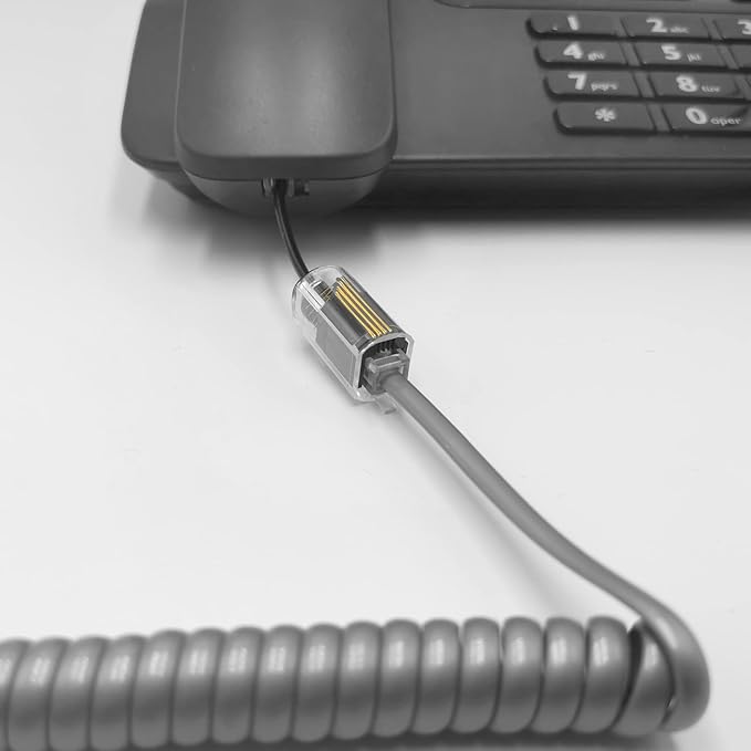 NECABLES 2+2Pack No Tangle Phone Cord for Landline 2pcs Telephone Handset Cord and 2pcs Detangler for Desk Phone Gray