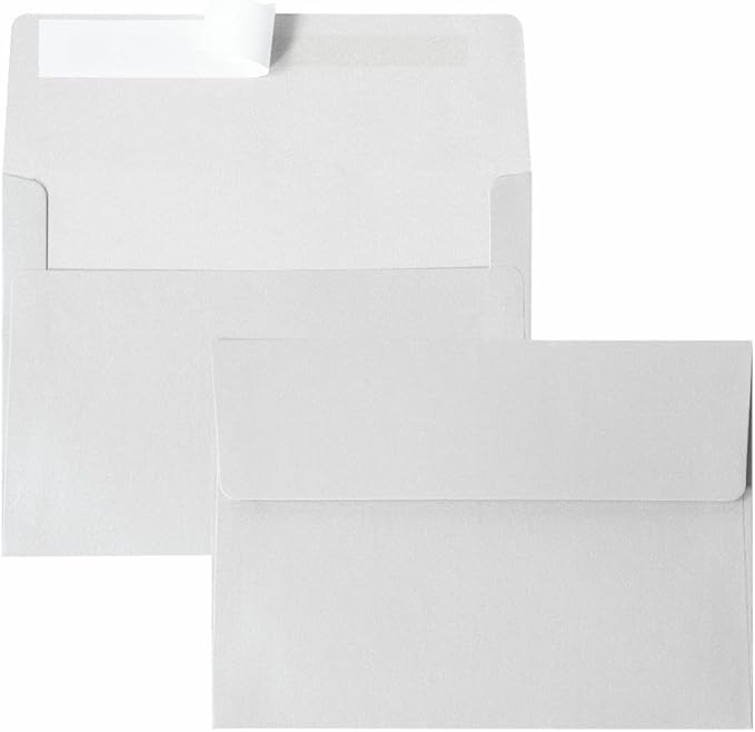 Keketer A4 Metallic Silver 4x6 Envelopes 70 Pack Self - Seal, for 4x6 Cards, Weddings, Invitations, Baby Shower 4.25 x 6.25 Inches