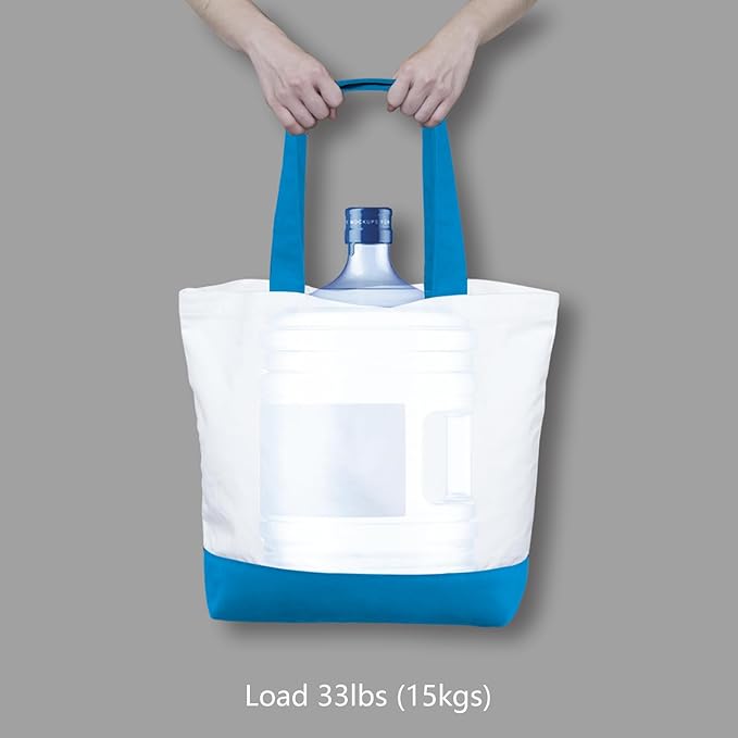 TOPDesign 1-Pack Super Strong Large 12oz Cotton Canvas Tote Bag, Reusable Grocery Shopping Cloth Bag, Fashionable Two-Tone Tote for Crafts, DIY Your Creative Designs