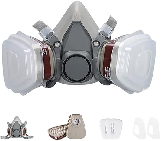 6200 Respirator Mask with Filters, Reusable Anti-fog Glass Gas Mask with Activated Carbon Filters
