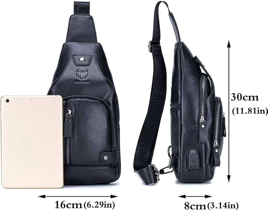 KPYWZER Vintage Leather Sling Bag Backpack for Men Crossbody Shoulder Chest Day Pack Backpacks