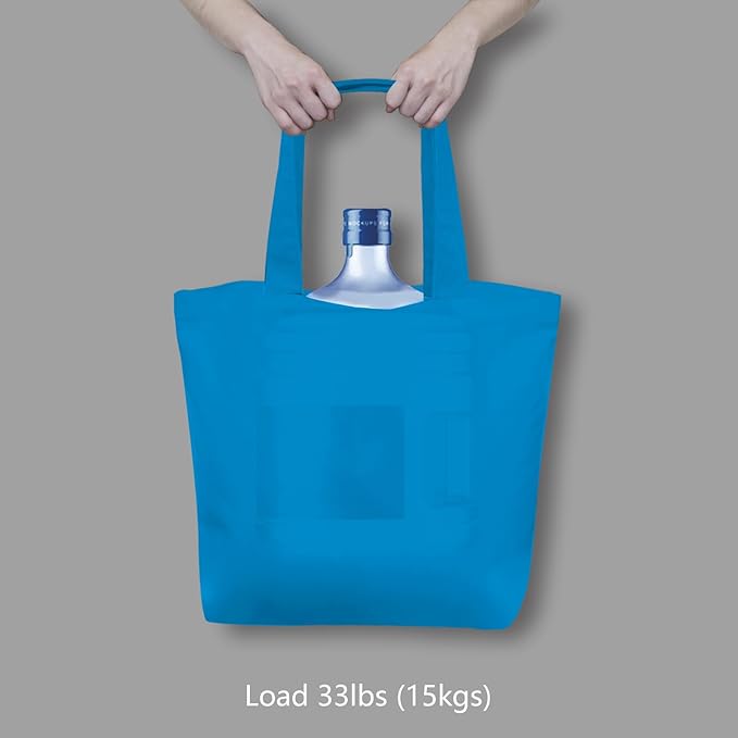 TOPDesign 1-Pack Super Strong Large 12oz Cotton Canvas Tote Bag, Reusable Grocery Shopping Cloth Bag, Fashionable Two-Tone Tote for Crafts, DIY Your Creative Designs