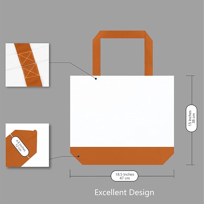 TOPDesign 1-Pack Super Strong Large 12oz Cotton Canvas Tote Bag, Reusable Grocery Shopping Cloth Bag, Fashionable Two-Tone Tote for Crafts, DIY Your Creative Designs