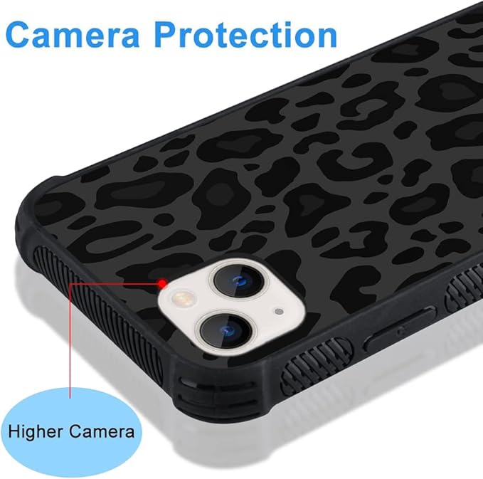 KANGHAR Case Compatible with iPhone 13,Black Leopard Design,Tire Texture Non-Slip +Shockproof Rugged TPU Protective Case for iPhone 13 6.1 Inch (2021) Leopard Pattern