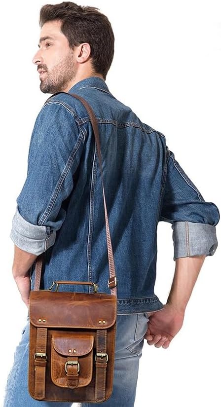 jaald Genuine Leather Messenger Bag Vintage Laptop Crossbody Bag Satchel Man Purse Shoulder Bag for man woman office bag