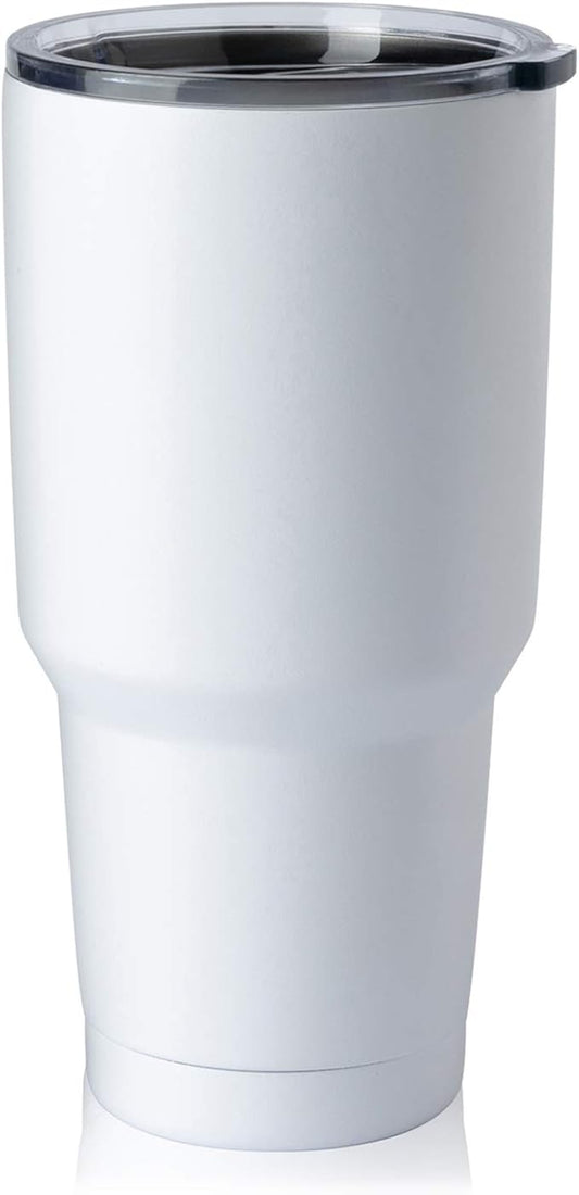 COMOOO 30oz White Tumbler Stainless Steel Insulated Tumbler with Lid Double Wall Vacuum Coffee Cup Large Travel Mug for Hot and Cold Drinks, Home, Office, School,Party (White, 1 Pack)