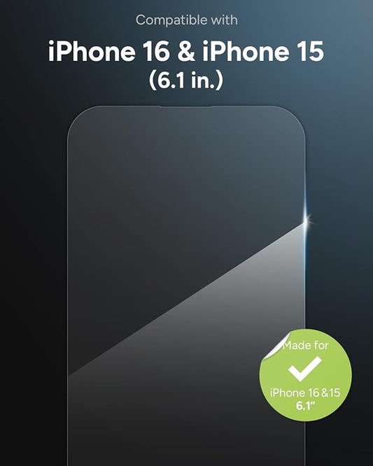 ZAGG Glass Elite Screen Protector for iPhone 16/15-5X Stronger, Reinforced Edges, Ultra-Strong Tempered Glass, Scratch Resistant, Anti-Smudge, Easy Installation, InvisibleShield, Eco-Friendly