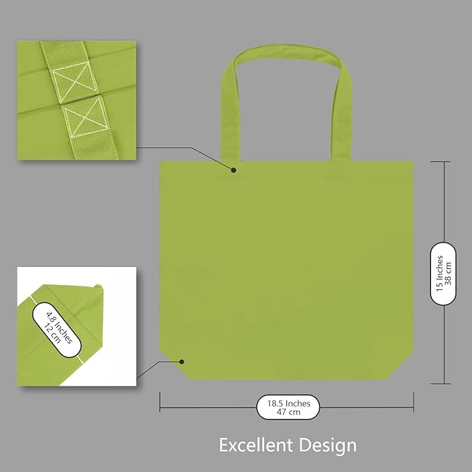 TOPDesign 3-Pack Super Strong Large 12oz Cotton Canvas Tote Bags, Reusable Grocery Shopping Cloth Bags, Fashionable Two-Tone Totes for Crafts, DIY Your Creative Designs