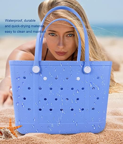 Beach Tote Bag for Women, Rubber Beach Bag Waterproof Sandproof, Extra Large EVA Tote Bag Boat Bag
