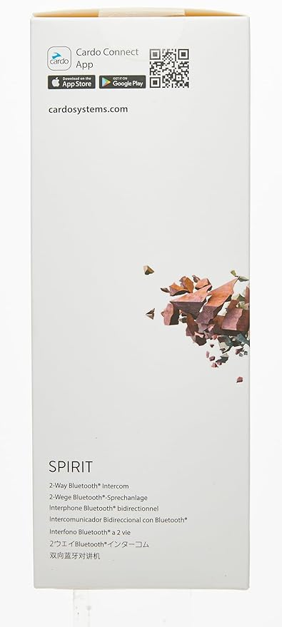 Cardo Systems Spirit HD Motorcycle Bluetooth Communication Headset, 2-Way Bluetooth, Thin 40mm Speakers, Waterproof, Universal Connectivity - Single Pack