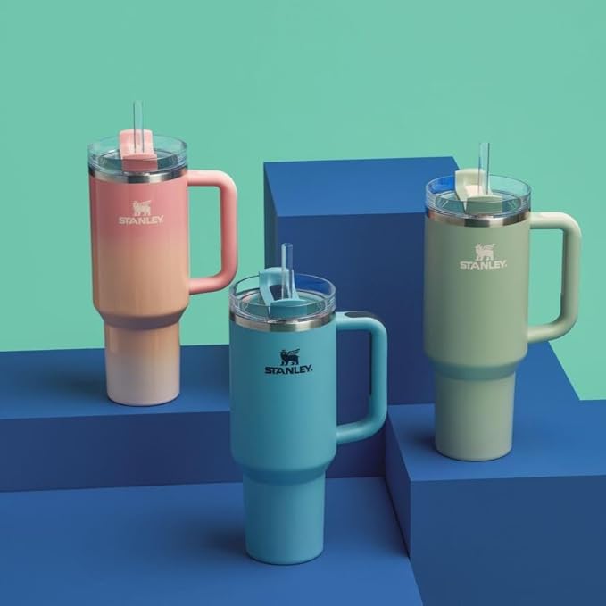 STANLEY Quencher H2.0 Tumbler with Handle and Straw 40 oz | Flowstate 3-Position Lid | Cup Holder Compatible for Travel | Insulated Stainless Steel Cup | BPA-Free | Pink Mesa Sunset