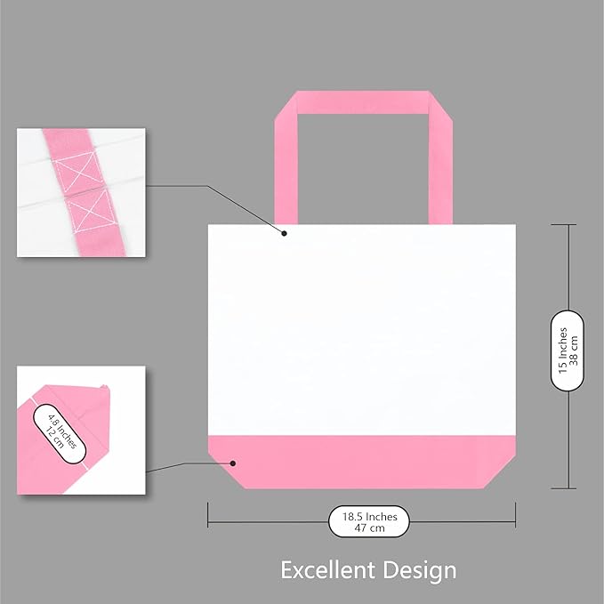 TOPDesign 3-Pack Super Strong Large 12oz Cotton Canvas Tote Bags, Reusable Grocery Shopping Cloth Bags, Fashionable Two-Tone Totes for Crafts, DIY Your Creative Designs