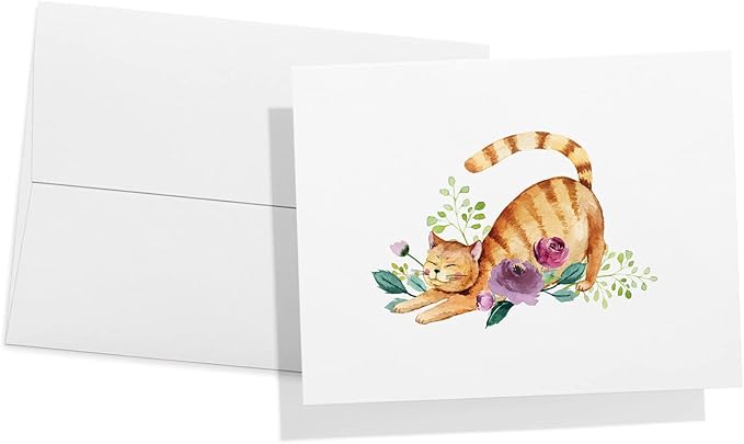 Twigs Paper - Assorted Cat Greeting Cards - Stationery Cards with Envelopes - Thank You Card - Blank Note Cards - Greeting Cards for All Occasions - Made in USA (5.5 x 4.25, Set of 12)