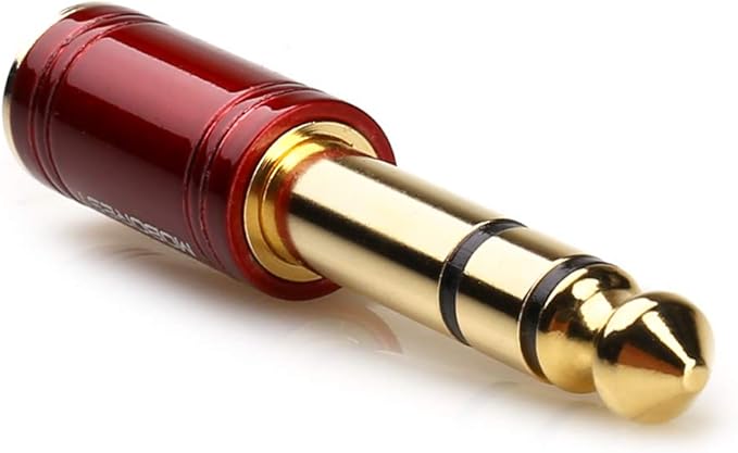 MOBOREST 6.35mm (1/4 inch) Male to 3.5mm (1/8 in) Jack Stereo Female Adapter Conversion Plug Adaptor Cable Copper RED 1PCS