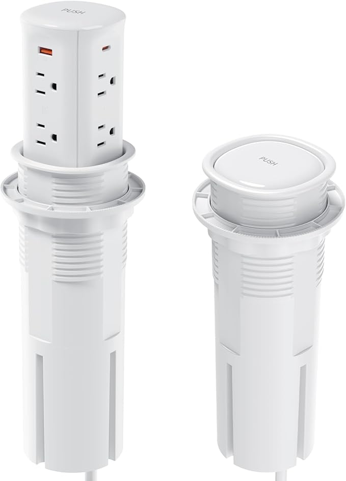 Pop up Outlet for Countertop,3 inch Hole Desktop Power Grommet,8 Outlets 4 USB Ports,15Amp Tamper Resistant Receptacle Flush Mount,Space Saver Recessed Outlet for Home,Office,ETL Listed