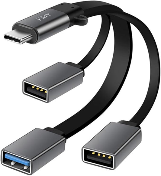 YMY Lightweight Easy Carry USB Type-C to USB-A Hub OTG Adapter Multi-Port Converter Dock 1 in 3 Out Type C Expension Cable for Mobile Tablet Laptops
