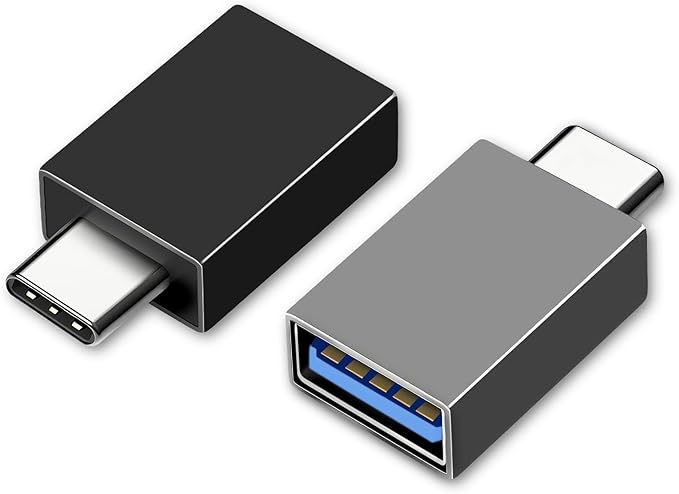 USB C to USB Adapter USB C Male to USB3.0 Female OTG Adapter Compatible with MacBook Air 2020/MacBook 12 inch/iPad Pro 2020 and More, Black and Dark Green(Pack of 2)