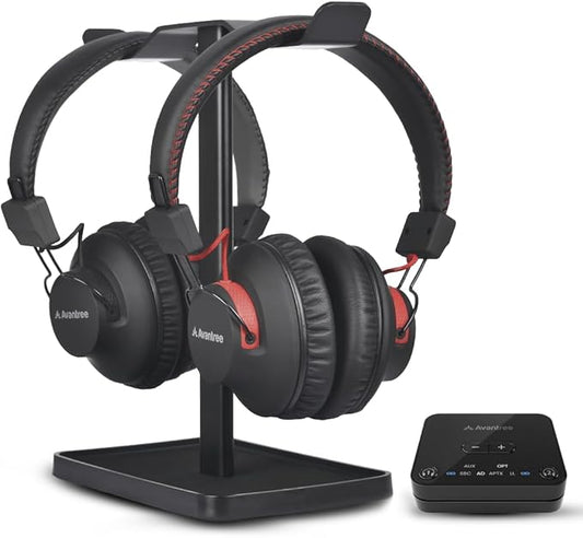 Avantree HT41899 Plus - Dual Qualcomm-Powered Bluetooth 5.3 Headphones & Transmitter for Wireless TV Watching with aptX Adaptive, Individual Volume Controls, Optical Support, 50hr