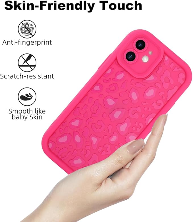 KANGHAR Case for iPhone 11 Leopard Printed Pattern Cute Cheetah Phone Case Soft TPU Shockproof Protective Cover for iPhone 11 6.1 Inch Hot Pink