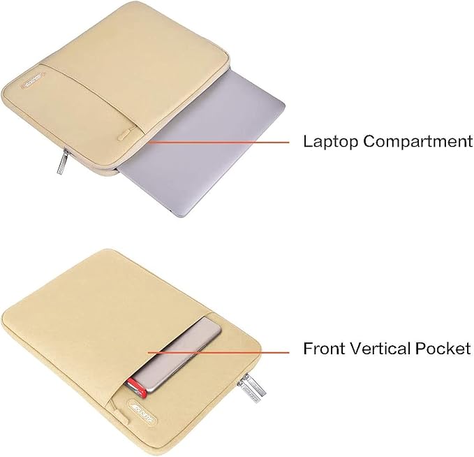 MOSISO Laptop Case 13.3 inch, 13-13.3 inch Laptop Sleeve Compatible with MacBook Air/Pro 13 / Pro 14, HP Dell ASUS Lenovo Notebook, Polyester Vertical Computer Sleeve Bag with Pocket, Camel
