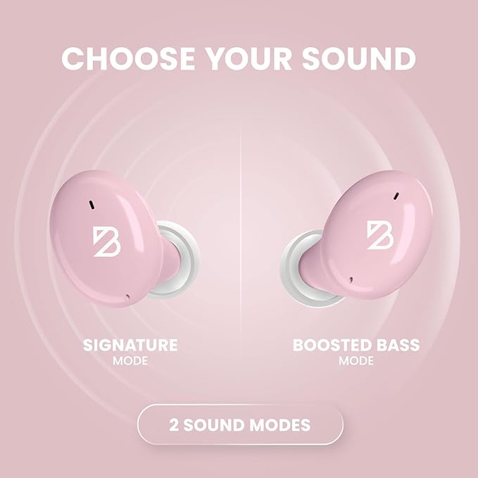 Back Bay Audio Tempo 30 Wireless Earbuds for Small Ears - Award-Winning Sound, Sweatproof Bluetooth Earbuds, Comfortable Ear Buds for Women, Pink Earphones Small Ear Canals, Long Battery Headphones