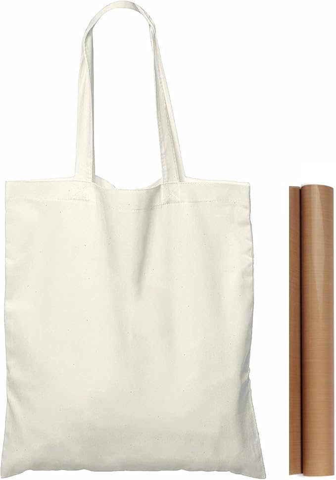 NPBAG 200 Pack 15'' X 16'' Natural Cotton Tote Bags, Lightweight Blank Bulk Cloth bags with 1pc of PTFE Teflon Sheet
