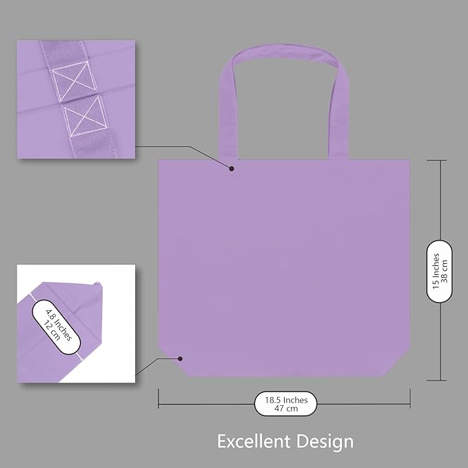 TOPDesign 1-Pack Super Strong Large 12oz Cotton Canvas Tote Bag, Reusable Grocery Shopping Cloth Bag, Fashionable Two-Tone Tote for Crafts, DIY Your Creative Designs