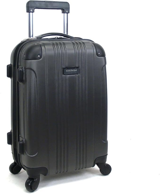 Kenneth Cole REACTION Out of Bounds Lightweight Hardshell 4-Wheel Spinner Luggage, Charcoal, 20-Inch Carry On