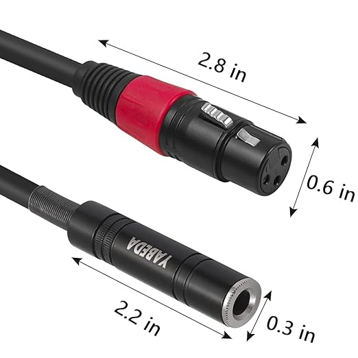 YABEDA XLR to 1/4 Audio Adapter, Balanced XLR Female to 1/4" Female Stereo Cable - 1.6 Feet