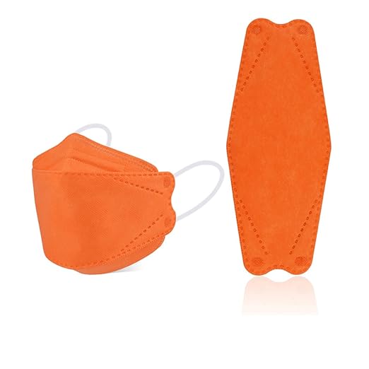 akgk KN95 Face Masks 50 Pack, 5-Ply Disposable Tangerine Face Mask Against PM 2.5 Smoke and Dust
