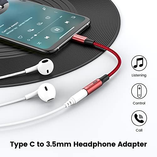 MOSWAG USB Type C to 3.5mm Headphone Jack Adapter, Audio Adapter USB C to Aux Dongle Cable Cord for iPhone 15 Plus/15 Pro Max Samsung Galaxy S23 S22 Ultra S20+ Note 20 10,Pixel 7 6 5 4 and More