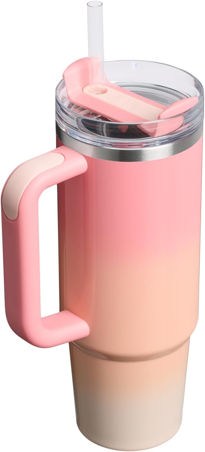 STANLEY Quencher H2.0 Tumbler with Handle and Straw 30 oz | Flowstate 3-Position Lid | Cup Holder Compatible for Travel | Insulated Stainless Steel Cup | BPA-Free | Pink Mesa Sunset