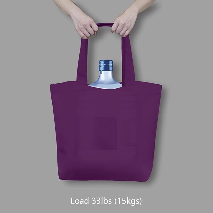 TOPDesign 3-Pack Super Strong Large 12oz Cotton Canvas Tote Bags, Reusable Grocery Shopping Cloth Bags, Fashionable Two-Tone Totes for Crafts, DIY Your Creative Designs