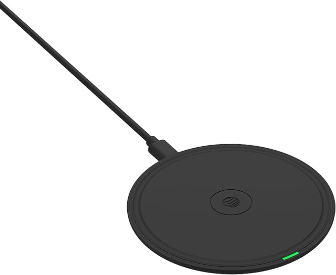 AT&T Professional Series 15W Wireless Charging Pad Black Premium USB-C Fast Charging Universal Device Compatibility Qi Certified Technology