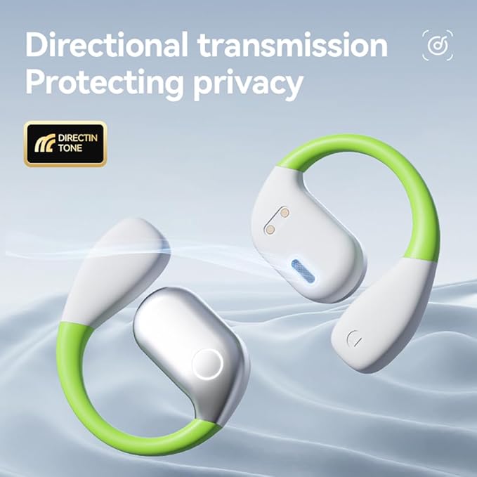 Open Ear Air Conduction Sports Earphone Bluetooth 5.4 LED Digital Display Wireless 360° ACS Surround Sound Ear Hook Sports Earbuds with Mic Bone Conduction for Driving and Listening to Music (Green)