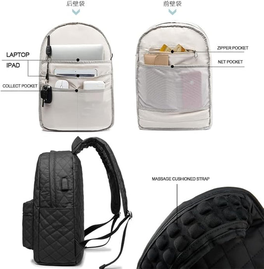 Kinmac Water Resistant Laptop Backpack with USB Charging Port for Laptop Up to 15.6 Inch (Embroider)