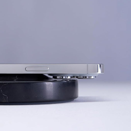 Einova Classic Stone – Marble Wireless Charger Designed in Italy, Wireless Charging Pad, Integrated 6 ft USB-C Cable, Smartphones, Wireless Earbuds, Smartwatches – Black Marquina Marble