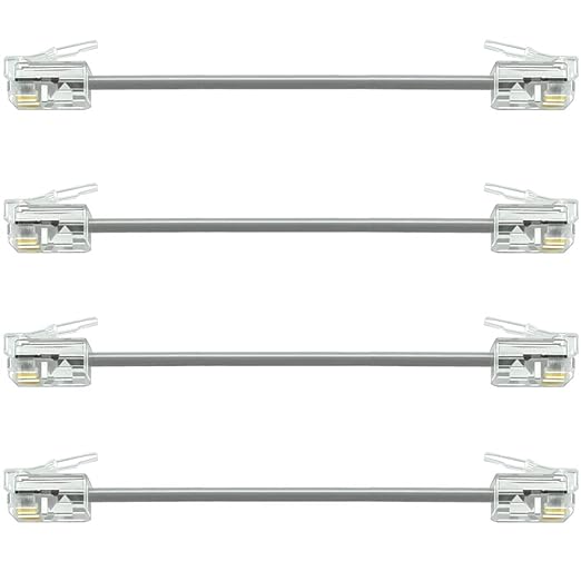 NECABLES 4Pack 3 Inch Short Telephone Cord Phone Cable Wall Phone Cord for Landline RJ11 6P4C Male to Male