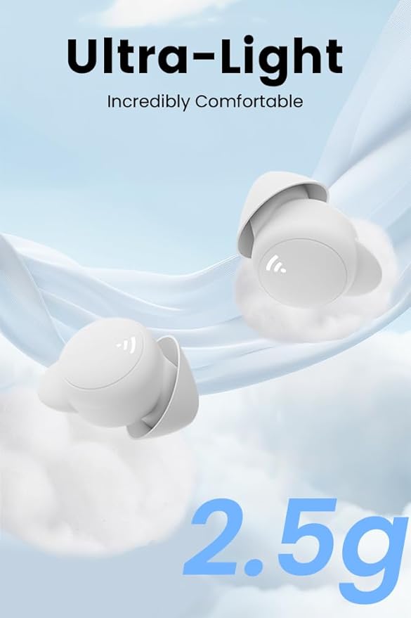 Sleep Earbuds for Side Sleepers Wireless Bluetooth Headphones Mini Invisible Earplugs Small Design Comfortable in-Ear Ear Buds Noise Blocking for Sleeping Working Hiking-White