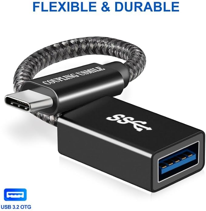 USB C to USB 3.2 Adapter [2pcs Black], Transfer up to 10Gbps, Type C to USB(Male-Female OTG Cable USBC to USB Adapter Compatible with MacBook Pro/Air, iPhone 15 Pro Max Plus