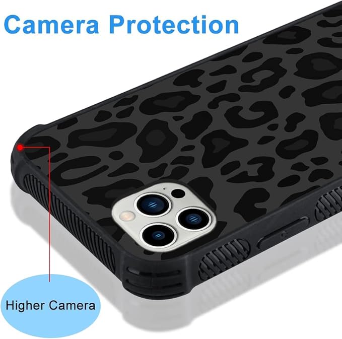 KANGHAR Case Compatible with iPhone 13 Pro,Black Leopard Design,Tire Texture Non-Slip +Shockproof Rugged TPU Protective Case for iPhone 13 Pro 6.1 Inch (2021) Leopard Pattern