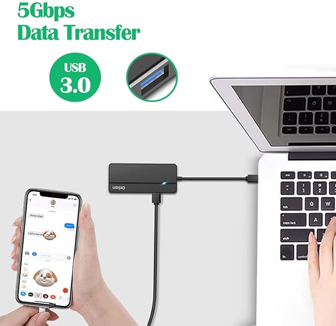 4 Port USB 3.0 Hub Ultra Slim 5Gbps High Speed USB Hub with LED Indicator 4 in 1 USB Splitter for PC Laptop Surface Chromebook PS4 Xbox [Charging NOT Supported]