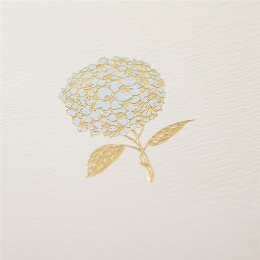 Graphique Hydrangea La Petite Presse Boxed Notecards - 10 Embellished Gold Foil Blank Cards with Matching Envelopes and Storage Box, 3.25" x 4.75" (L1346CB)