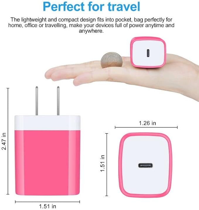 USB C Power Adapter Fast Wall Charger Compatible iPhone 15 iPad Pro 2021/2020/2018 11"/12.9", iPad mini 6, iPad Air 4, Samsung Galaxy A03s,A53,A73,S22,A52,20W PD Charger Block 6FT Type C to C Cable